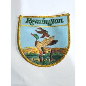 Vintage Remington Patch Mallard Ducks Hunting Wildlife Shield Embroidered Blue